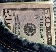 Dollar bills on packet
